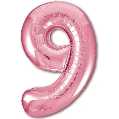 Abbildung von Luftballon 9. Geburtstag Zahl 9 Rosa XXL Riesen Folienballon 100cm Geburtstagsdeko Mädchen Ballon Deko zum Geburtstag. Fliegt mit Helium.