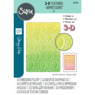Abbildung von Sizzix 666700 3 D Textured Impressions Embossing Folder Cosmopolitan, by Stacey Park Prägeschablone mit 3D Struktur, kosmopolitisch, goldene Ringe, mehrfarbig, Einheitsgröße