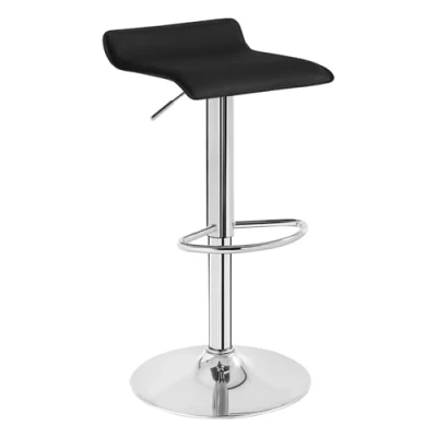 Abbildung von WOLTU BH11sz 1 Design Hocker Barhocker, stufenlose Höhenverstellung, verchromter Stahl, Antirutschgummi, pflegeleichter Kunstleder, gut gepolsterte Sitzfläche, Schwarz