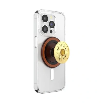 Abbildung von ​​​​​​​​​​​​PopSockets runder Telefongriff kompatibel mit MagSafe, Adapterring im Lieferumfang enthalten, Telefonhalter, kabelloses Laden Enamel Sun Jewel Amber