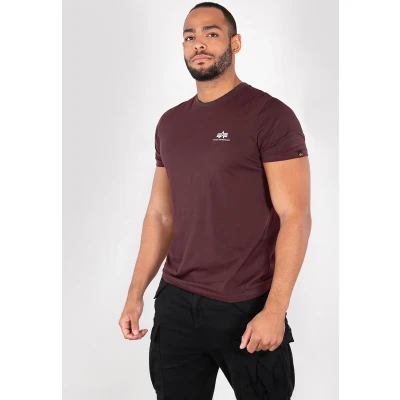 Abbildung von Alpha Industries Small LOGO Tshirt print, Herren, Größe: Small, Deep maroon