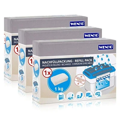 Abbildung von 3x Wenko Nachfüllpackung Feuchtigkeitskiller Raum Entfeuchter, 1kg Granulat