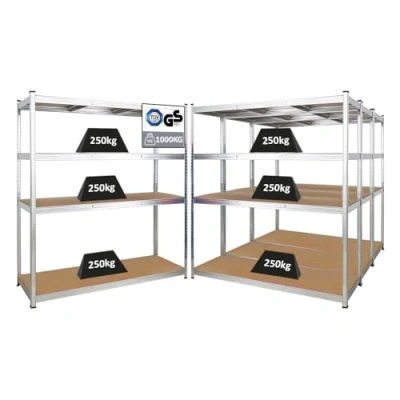 Abbildung von PROREGAL Mega Deal 4X Schwerlastregal Taurus XL mit TÜV/GS Zertifizierung 180x160x60cm Fachlast 250kg Verzinkt Kellerregal, Steckregal, Garagenregal, Lagerregal