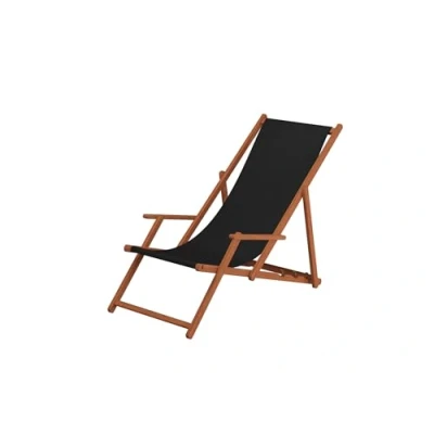 Abbildung von Liegestuhl schwarz Sonnenliege Gartenliege Holz Deckchair Strandstuhl Massivholz Gartenmöbel 10 305