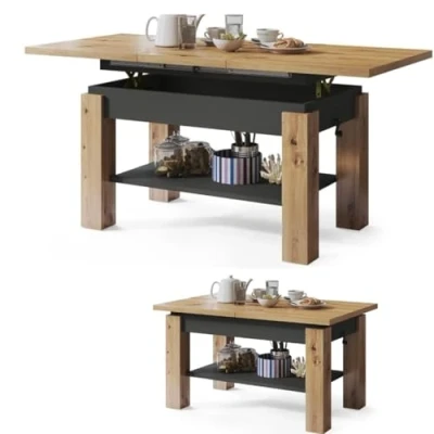 Abbildung von All4All Couchtisch Astra Kaffeetisch Wohnzimmertisch Sofatisch mit Ablage höhenverstellbar kompakte Größe 110x68cm 05 Artisan Eiche + ANTHRAZIT