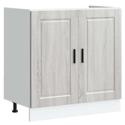 Abbildung von vidaXL Spülenunterschrank Porto Grau Sonoma 80x46x81,5cm Holzwerkstoff, Küchenunterschrank, Unterschrank für Küche, Küchenzeile, Küchenschrank