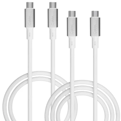 Abbildung von Callstel Datenkabel Typ C: Ultraflexible Silikon Lade /Datenkabel USB C/ C, 1 + 2 m, weiß (USB C Kabel, Ladekabel, Apple iPhone)