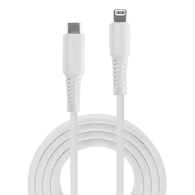 Abbildung von LINDY 31316 [MFi zertifiziert] 1m USB Typ C an Lightning Kabel, weiß