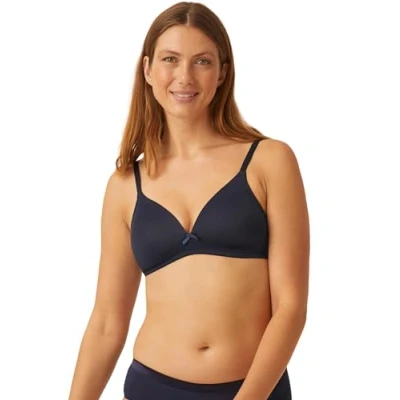 Abbildung von Naturana® Soft BH ohne Bügel mit Schale [Cup A D] Optimaler Sitz &amp; maximaler Halt Dank Schnittführung Breiten Trägern I T Shirt Damen bügellos 85 Dark Blue B