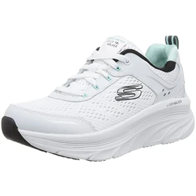Abbildung von Skechers Damen D&#039;lux Walker Infinite Motion Sneaker, White Leather Mesh Black Trim, 37 EU