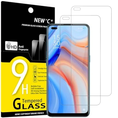 Abbildung von NEW&#039;C 2 Stück, Panzer Schutz Glas für Oppo Reno 4, [Nicht 4Z] Frei von Kratzern, 9H Härte, HD Displayschutzfolie, 0.33mm Ultra klar, Ultrabeständig