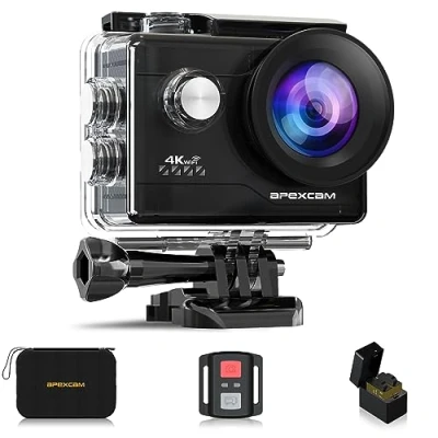 Abbildung von Apexcam 4K Action cam 20MP WiFi Sports Kamera Ultra HD Unterwasserkamera 40m 170 Weitwinkel 2.4G Fernbedienung Zeitraffer 2x1050mAh Akkus 2.0 inch LCD Bildschirm und andere