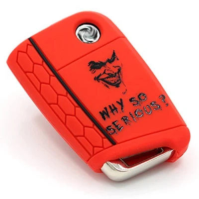 Abbildung von Schlüssel Hülle VB für 3 Tasten Auto Silikon Cover Schlüsselhülle Etui Schutzhülle (Joker Rot)