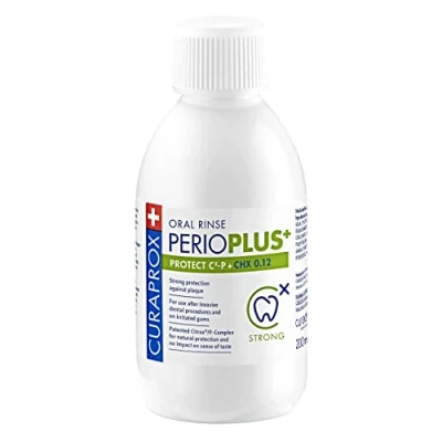 Abbildung von Curaprox Perio plus Protect, CITROX Mundspülung mit Angenehmen Geschmack gegen Mundgeruch und Entzündungen, 0.12% Chlorhexidin, ohne Alkohol, 200 ml