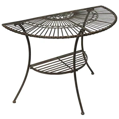 Abbildung von DanDiBo Konsolentisch Tisch Halbrund Wandtisch Malega 100531 Beistelltisch aus Metall 100 cm Gartentisch Halbtisch Halbrundtisch Wandkonsole Konsole Wand