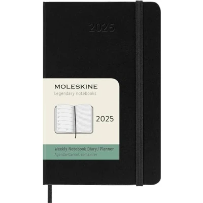 Abbildung von Moleskine Weekly Planner, WochenPlaner mit Platz für Notizen 12 Monate 2025, Fester Einband und Elastischer Verschluss, Farbe Schwarz, TaschenFormat 9x14 cm