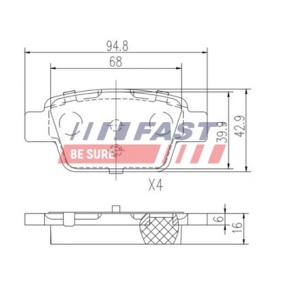 Abbildung von FAST FT29115 Bremsbelagsatz Hinterachse exkl. Verschleißwarnkontakt FIAT: BRAVO 2, Stilo Schrägheck, Multi Wagon, ALFA ROMEO: MiTo