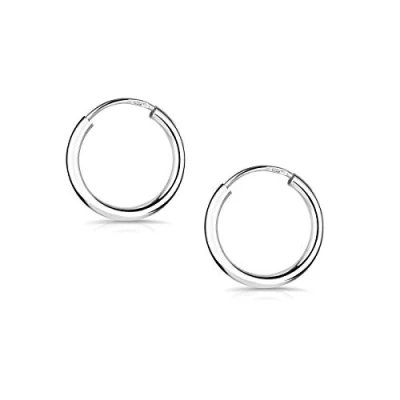 Abbildung von Materia Paar Creolen Unisex Silber Basic klein Ø13mm SO 368, 925 Sterling Silber, rhodiniert