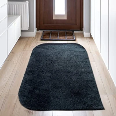Abbildung von Teppich Traum schön weicher Uni Wohnzimmerteppich in schwarz, 60x110 cm