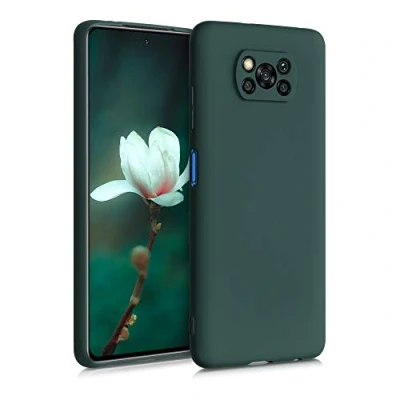 Abbildung von kwmobile Hülle kompatibel mit Xiaomi Poco X3 NFC/Poco Pro weiches TPU Silikon Case Cover geeignet für kabelloses Laden Moosgrün