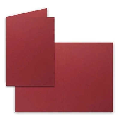 Abbildung von 25 Faltkarten B6 Dunkel Rot Blanko Doppel Karten 12 x 17 cm sehr formstabil für Drucker geeignet Serie: FarbenFroh