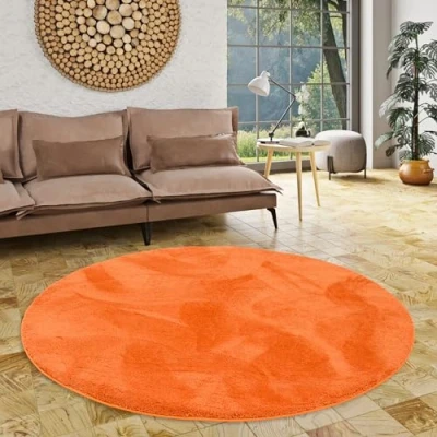 Abbildung von Hochflor Teppich Luxus Super Soft Silky Rund, Pergamon, Höhe: 30 mm