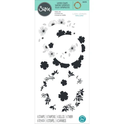 Abbildung von Sizzix 666526 Stempel, mehrlagig, transparent, botanischer Kranz, Clear, One Size