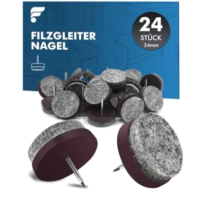 Abbildung von shinfly Filzgleiter für Stühle Ø 24mm 24 Stück Stuhl Nagel Möbelgleiter mit 4mm dickem Filz Stuhlgleiter Möbel Böden