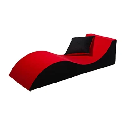 Abbildung von Velinda Klappsofa bequem, entspannend, 3 in 1, Hocker, Tisch rot/schwarz