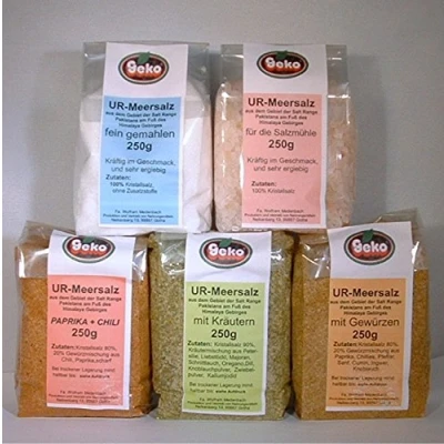 Abbildung von &quot;GEKO&quot; Salz /Salzmischungen mit Himalayasalz aus der Salt Range Pakistan, im Nachfüllbeutel OVP (Himalayasalz* mediterranen Kräutern 250g)