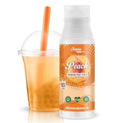 Abbildung von INSPIRE FOOD Echter Fruchtsirup für Bubble Tea Mischung 300ml Pfirsichsirup Tea, Boba Slushes &amp; Ice Blended 100 % vegetarisch, glutenfrei, ohne künstliche Farbstoffe