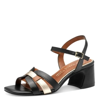 Abbildung von MARCO TOZZI Damen Sandalen mit Absatz Elegant Schließe, Schwarz (Black Comb), 40 EU