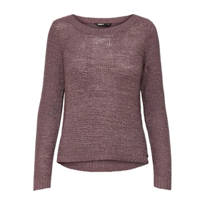 Abbildung von ONLY Damen Basic Strickpullover Einfarbiger Knitted Stretch Sweater Langarm Rundhals Shirt ONLGEENA, Farben:Braun, Größe:L