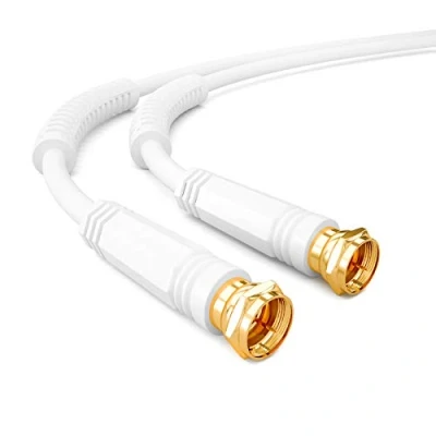 Abbildung von HB DIGITAL 2,5m Antennenkabel SAT TV 8K 4K UHD Koxial Satelliten Kabel Anschlusskabel F Stecker DVB S2 DAB+ Radio Mantelstromfilter 2x Ferritkern weiss