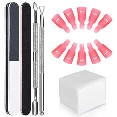 Abbildung von GeekerChip Nagellackentferner, Werkzeug, 10 x Zehen Nagelclips, 100 Nagelhautentferner, 1 Kuretta, 2 Nagelfeilen