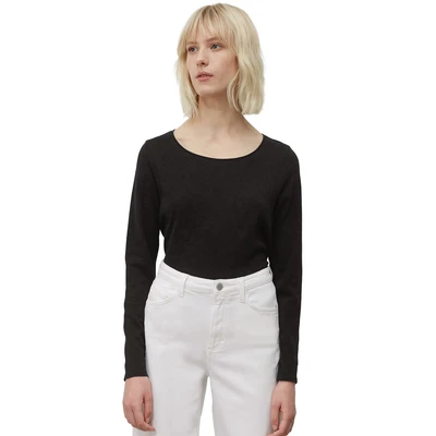Abbildung von Marc O&#039;Polo Denim Longsleeve Crewneck Langarmshirt, Damen, Größe: Small, Black