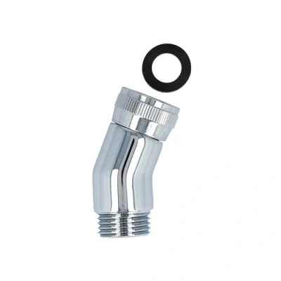 Abbildung von tecuro Winkelstück zur Verbindung von Brauseschlauch mit Handbrause,1/2 Zoll x 22,5 Neigung, hochglanzverchromtes Messing, inkl. Dichtung