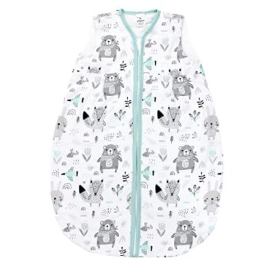 Abbildung von TupTam Baby Sommer Schlafsack 0.5 TOG aus OEKO TEX zertifizierten Materialien, Farbe: Bären/Füchse/Mint, Größe: 62 74