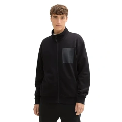 Abbildung von TOM Tailor Denim MIT Struktur Sweatjacke, Herren, Größe: XL, Black