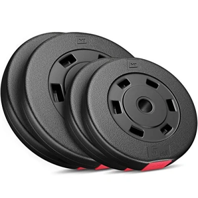 Abbildung von Hop Sport Hantelscheiben Set 5, 10, 20, 30 kg Kunststoff Gewichte mm Hanteln Gewichtsscheiben 4x5 / 2x10 2x5 kg+2x10 (2 x 5 + 2 10 kg)