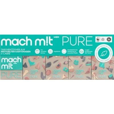 Abbildung von mach m!t Taschentücher 4 lagig 15 x 10 ohne Bleichmittel aus recyceltem Karton extrem weich &amp; umweltschonend Made in Germany 100% recycelbar