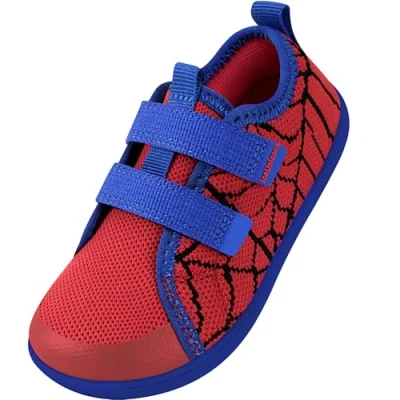Abbildung von IceUnicorn Kinder Barfußschuhe Breite Zehenbox Jungen Mädchen Hausschuhe Minimalistische Outdoor Traillaufschuhe Walking Schuhe(Rot Blau, 25EU Weit)