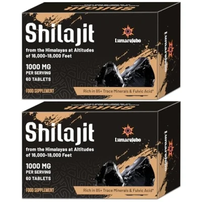 Abbildung von Shilajit Tabletten Original 30.000 mg, 100% Reine Hochdosiert Hohe Potenz Himalayan Shilajit, Reich an 60% Fulvosäure und Mineralien, 10:1 Extrakt, Praktischer als die Harzform (240 Tabletten)
