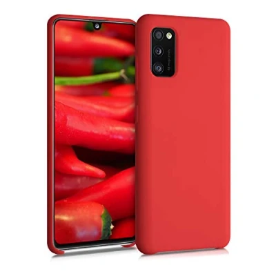 Abbildung von kwmobile Hülle kompatibel mit Samsung Galaxy A41 Silikon Handy Case Handyhülle weiche Oberfläche kabelloses Laden Rot matt