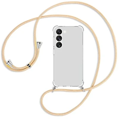 Abbildung von mtb more energy® Handykette kompatibel mit Samsung Galaxy S23 5G Shiny Gold Smartphone Hülle zum Umhängen Anti Shock Full TPU Case