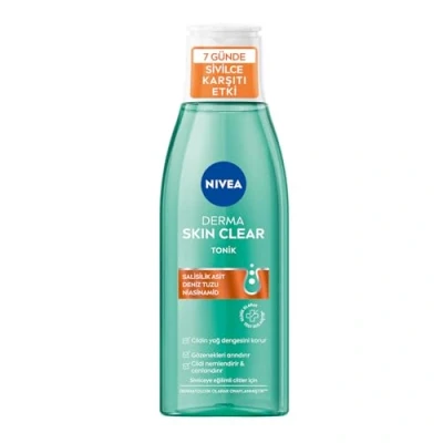 Abbildung von NIVEA Derma Skin Clear Anti Pickel Tonic 200 ml, Salicylsäure (BHA), Apraniamid, Fett und Pickelneigung Haut, Porenreiniger, Gesichtsreiniger