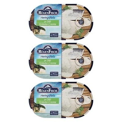 Abbildung von 3er Pack Rügen Fisch Heringsfilets in Dill Kräuter Creme (3 x 200 g)