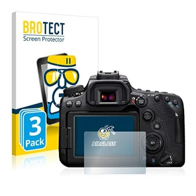 Abbildung von BROTECT Schutzglas für Canon EOS 90D (3 Stück) Schutzfolie Panzer Folie Glas [Extrem Kratzfest 9H, Anti Fingerprint, Ultra Transparent]
