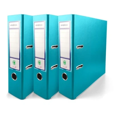 Abbildung von Netuno 3x Akten Ordner Türkis DIN a4 Ekobox 2 Ring Mechanik Ringorder 8cm Kunststoff breit Büroordner Plastikordner Briefordner Ringmappe breiter Aktenordner PP farbig