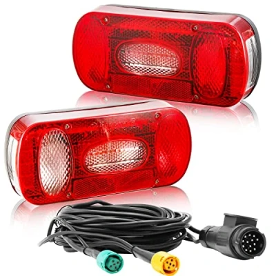 Abbildung von DARKGUARD Rückleuchten Anhänger Satz 12v,Rücklicht Heckleuchten PKW Wohnwagen Verkabelt mit 13poligem Stecker5,2m Kabel2x 5poliger Bajonettverbindung E11 Prüfzeichen7Funktion Wasserdicht